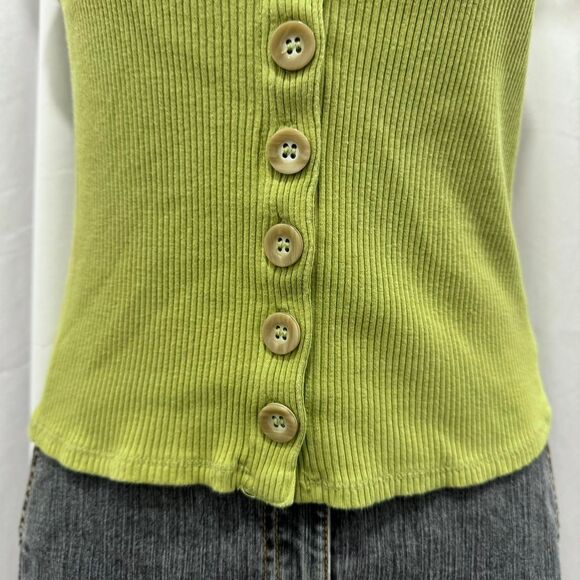 Free People Ribbed Bridgette Button Tank Top Tarragon Green Size M - Picture 5 of 8